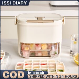 ISSI DIARY Ice Cube Molder Non-Stick Mold Plastic and Silicone Ice Cube Tray for Freezer