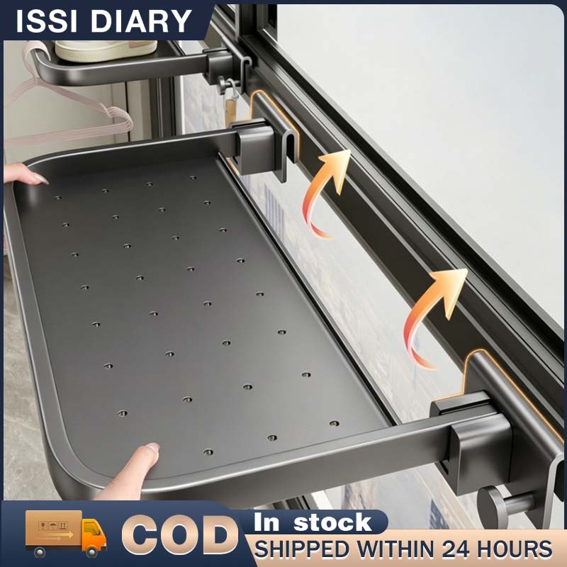 ISSIDIARYFoldable Window Shoe Drying Rack Wall Mounted Storage Ha