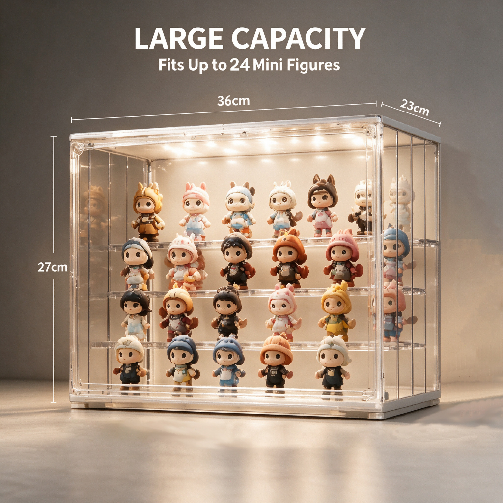 LED Acrylic Display Case Stackable Box with Magnetic Closure&Adjustable LED Light for Collectibles - Image 3