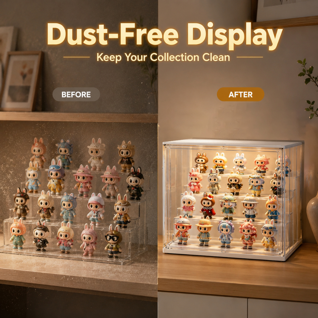 LED Acrylic Display Case Stackable Box with Magnetic Closure&Adjustable LED Light for Collectibles - Image 4