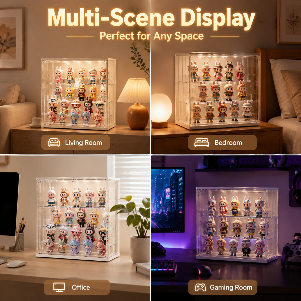 LED Acrylic Display Case Stackable Box with Magnetic Closure&Adjustable LED Light for Collectibles - Image 6
