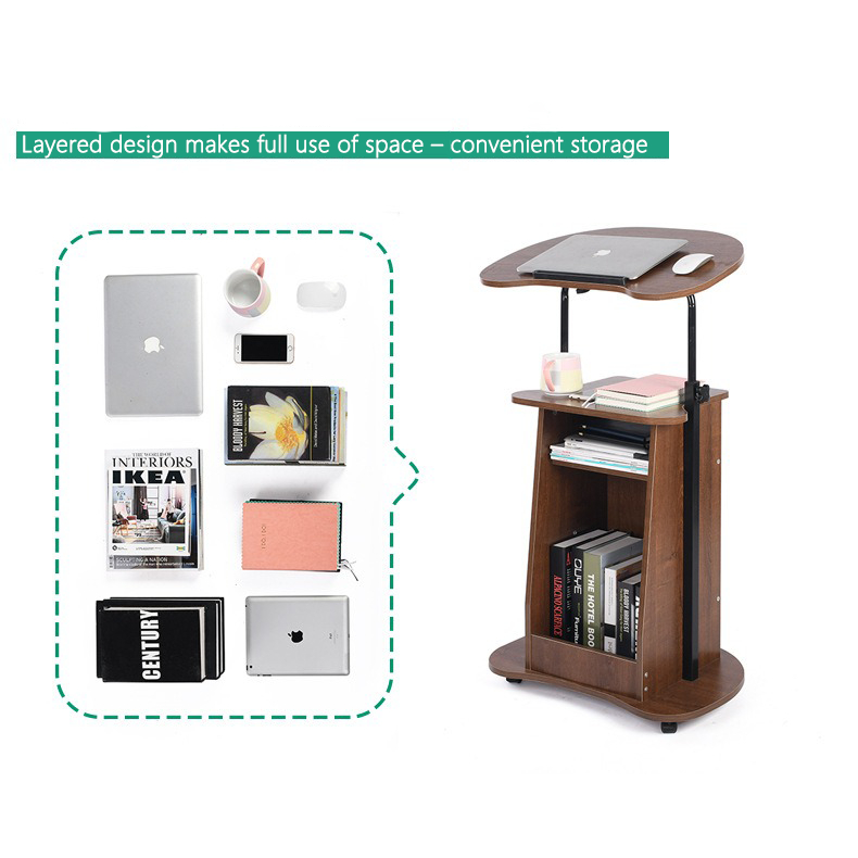 ISSI DIARY Mobile Adjustable Standing Desk Rolling Podium Table Tilt Top Laptop Workstation Cart - Image 2