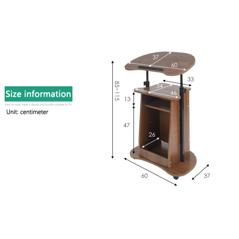 ISSI DIARY Mobile Adjustable Standing Desk Rolling Podium Table Tilt Top Laptop Workstation Cart - Image 6