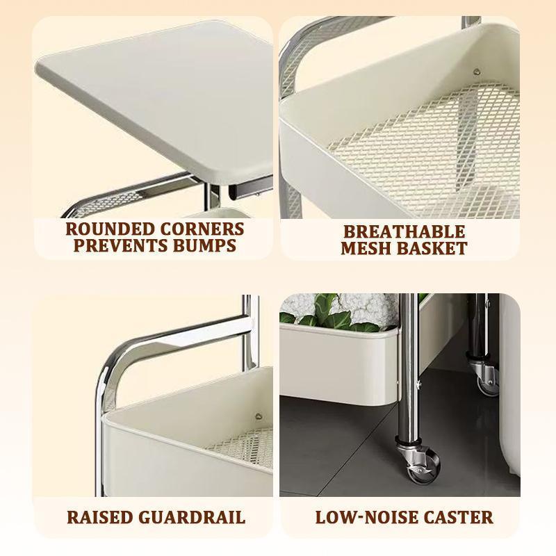 ISSI DIARY Movable Trolley Cart Steel Storage Rack With Wheels Study Table for Kitchen Livingroom - Image 4