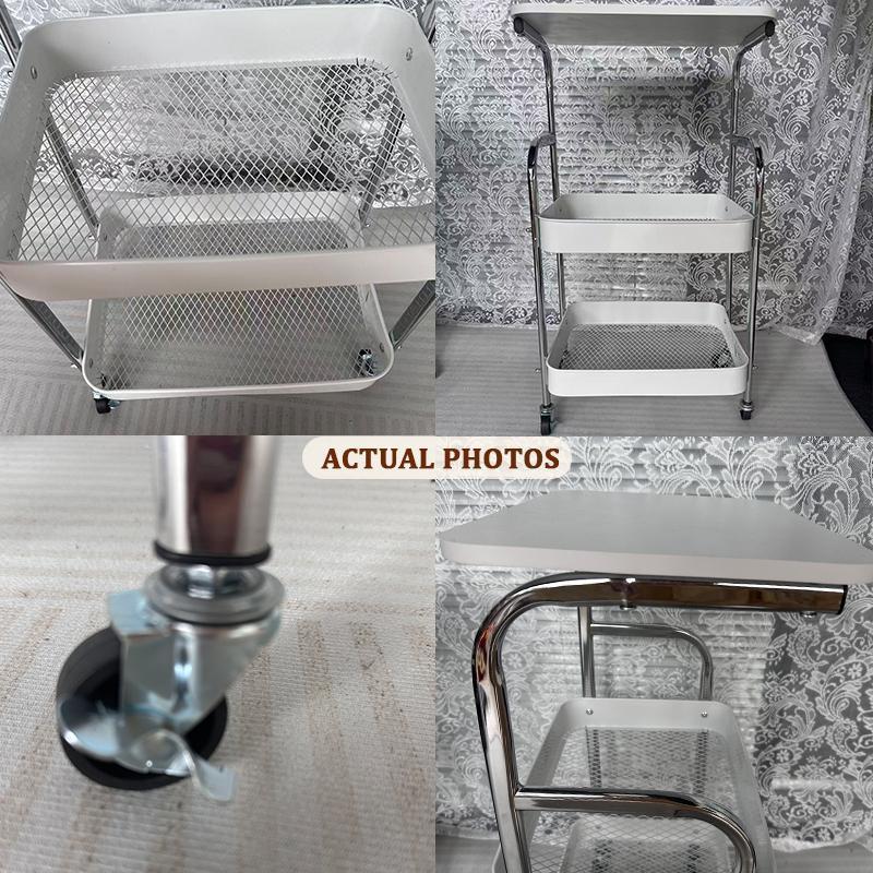 ISSI DIARY Movable Trolley Cart Steel Storage Rack With Wheels Study Table for Kitchen Livingroom - Image 7