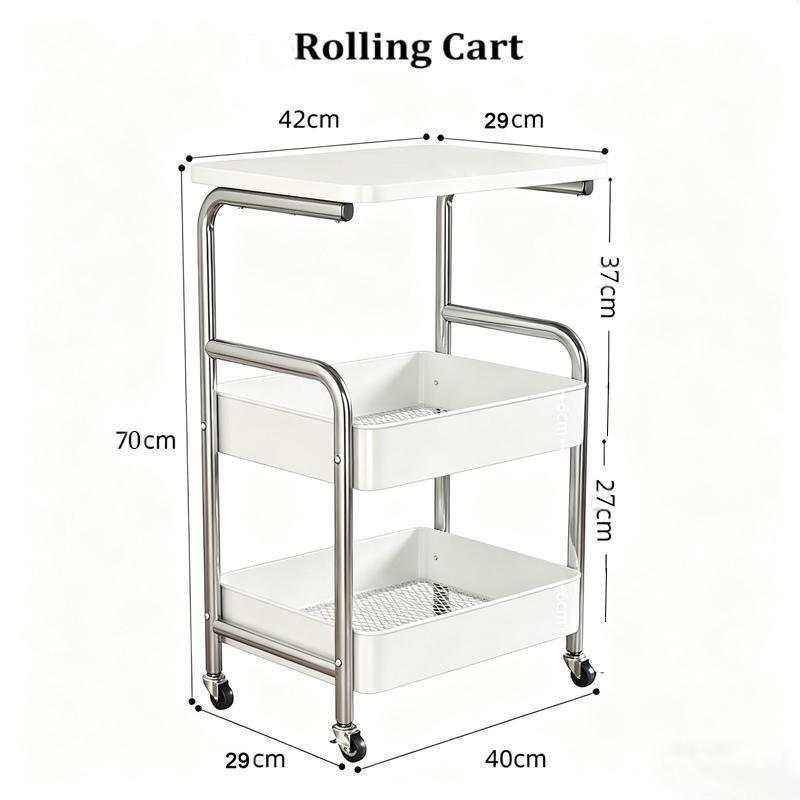 ISSI DIARY Movable Trolley Cart Steel Storage Rack With Wheels Study Table for Kitchen Livingroom - Image 8