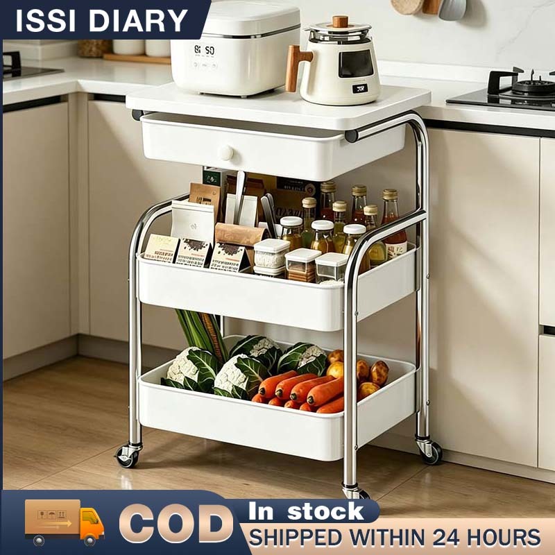 Movable Trolley Cart Steel Storage Rack With Wheels Study Table f