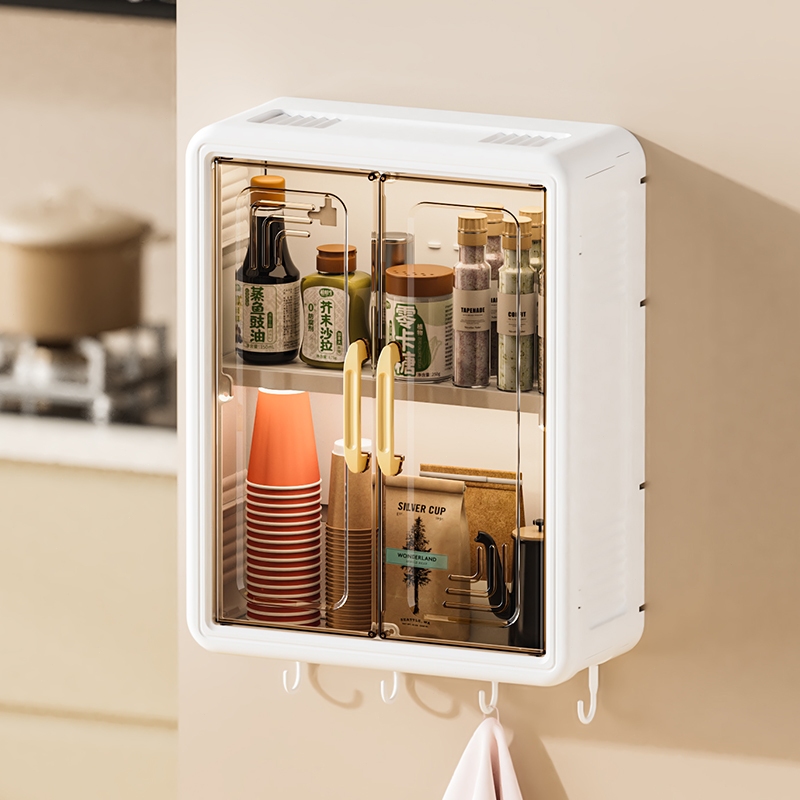 ISSI DIARY Multifunctional Wall-Mounted Storage Box with Hooks No Drilling for Bathroom & Kitchen - Image 2