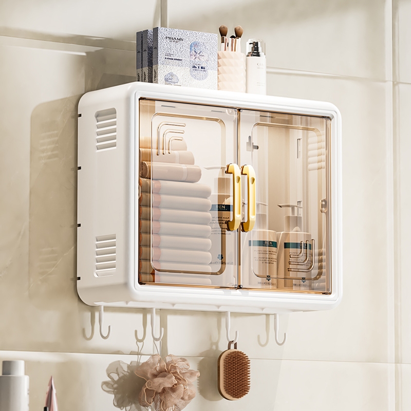 ISSI DIARY Multifunctional Wall-Mounted Storage Box with Hooks No Drilling for Bathroom & Kitchen - Image 3