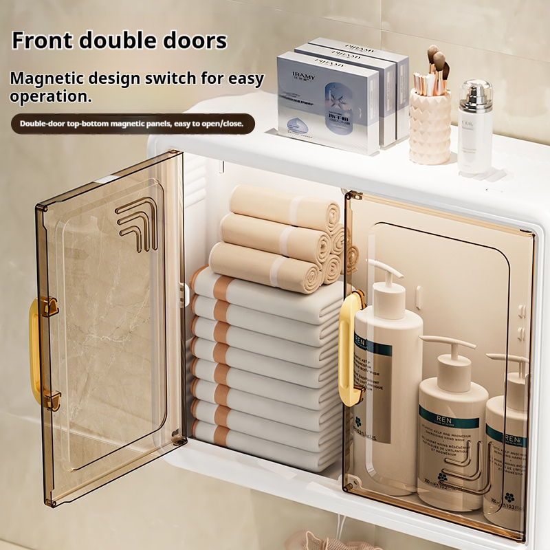 ISSI DIARY Multifunctional Wall-Mounted Storage Box with Hooks No Drilling for Bathroom & Kitchen - Image 5