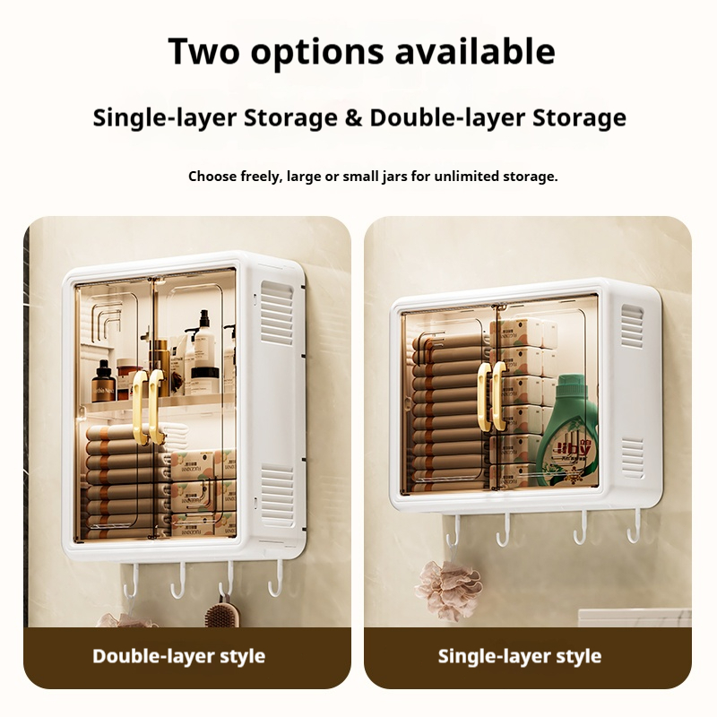 ISSI DIARY Multifunctional Wall-Mounted Storage Box with Hooks No Drilling for Bathroom & Kitchen - Image 6