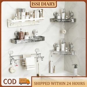 ISSI DIARY No-Drill Wall Shelf Space-Saving Storage for Bedroom & Bathroom Dual-Scene Compatibility