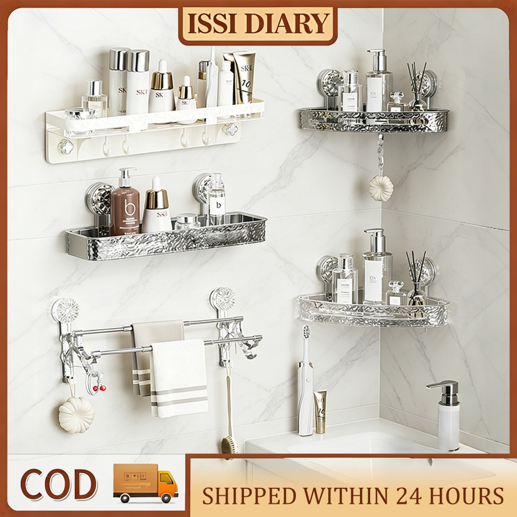 ISSI DIARY No-Drill Wall Shelf Space-Saving Storage for Bedroom & Bathroom Dual-Scene Compatibility