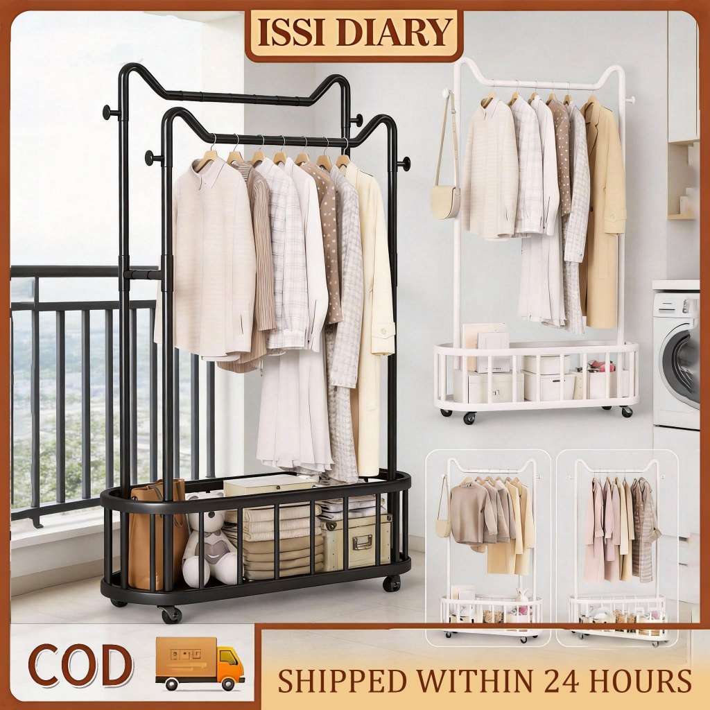 Nordic Metal Clothing Rack Clothes Storage Hanger Mesh Basket Han