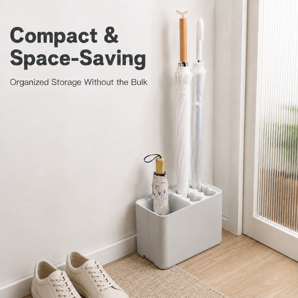 Plastic Umbrella Stand Waterproof Bucket Entryway Organizer for Wet‑Dry Umbrellas Home Storage - Image 5
