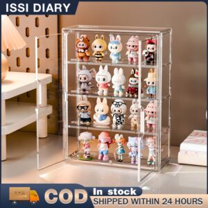 ISSI DIARY Popmart Storage Organizer Stackable Magnetic Dustproof Box Acrylic Toy Storage Box