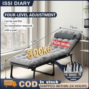 ISSI DIARY Portable 75cm Folding Bed Heavy Duty Single Space Saving for Home Use and Office