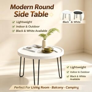ISSI DIARY Portable Round Side Table Lightweight Camping Coffee Table Indoor Outdoor Tea Table