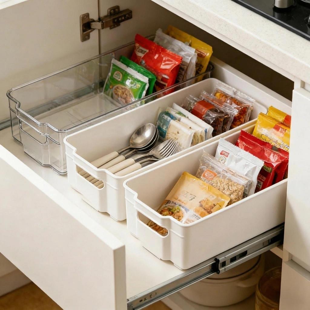 ISSI DIARY Pull Out Telescopic Fridge Organizer Transparent Acrylic Visual Design Large Storage Bin - Image 5