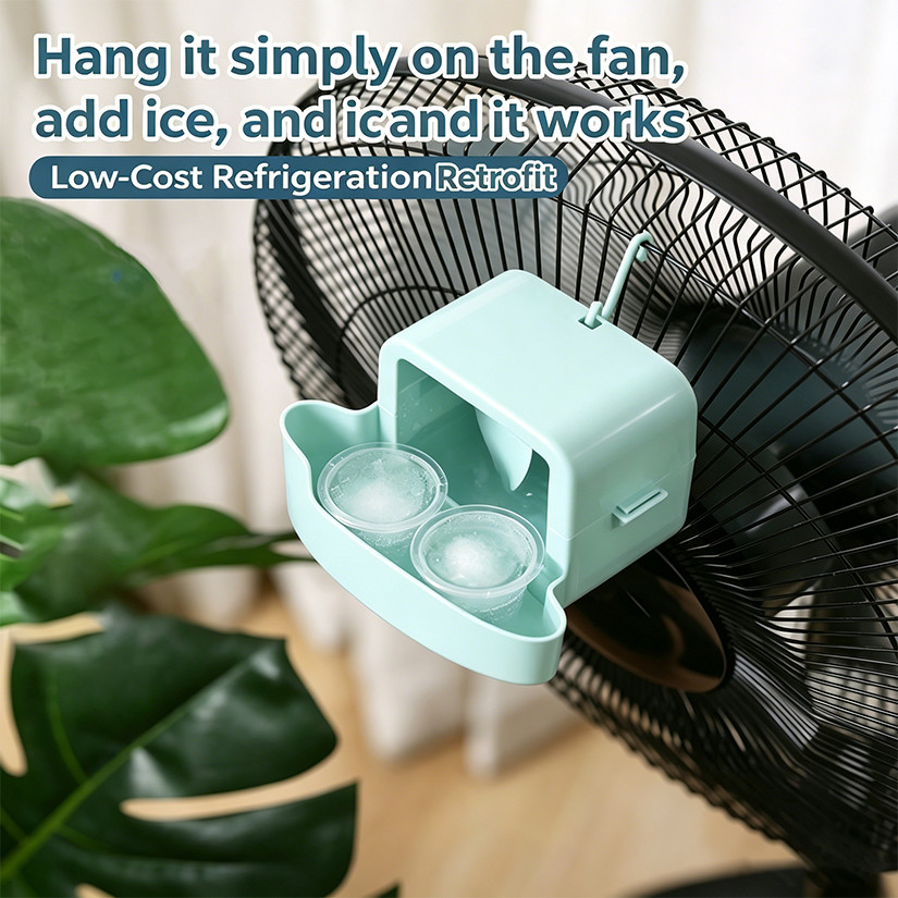 ISSI DIARY Reusable Cooling Ice Box Ice Cube Rack Fan Attachment for Home Office Quick Cooling - Image 2