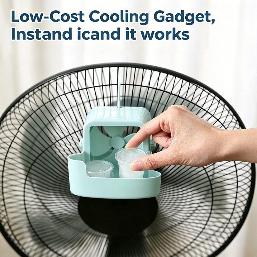 ISSI DIARY Reusable Cooling Ice Box Ice Cube Rack Fan Attachment for Home Office Quick Cooling - Image 3