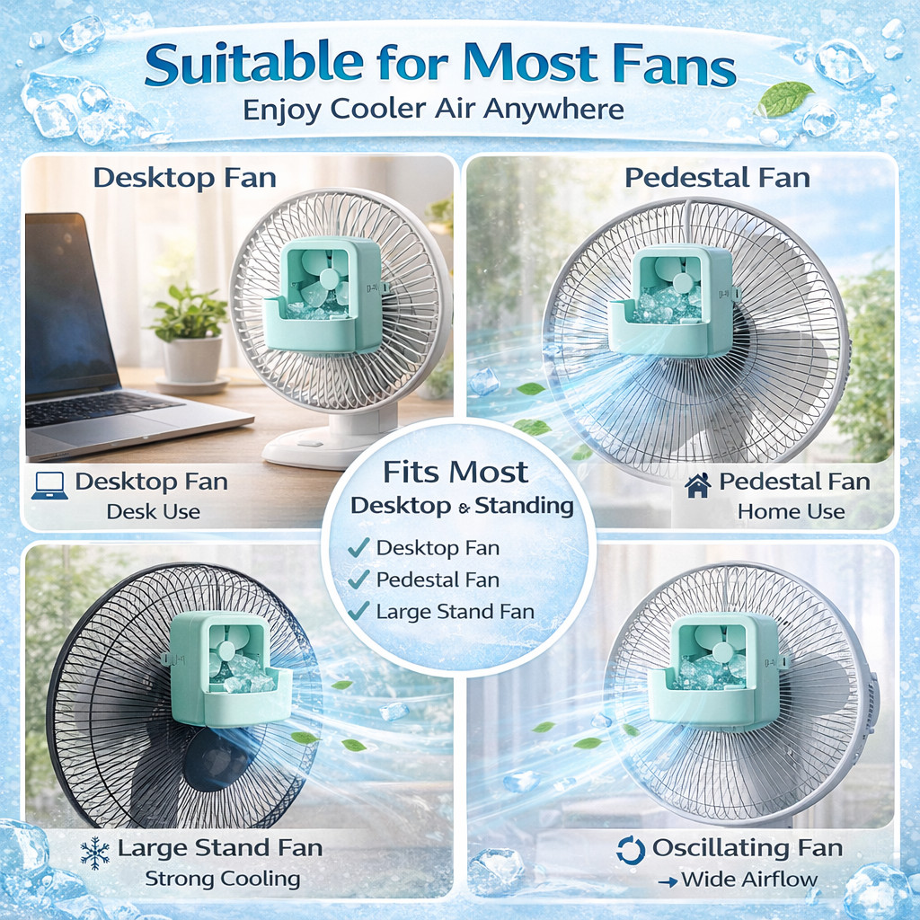 ISSI DIARY Reusable Cooling Ice Box Ice Cube Rack Fan Attachment for Home Office Quick Cooling - Image 4