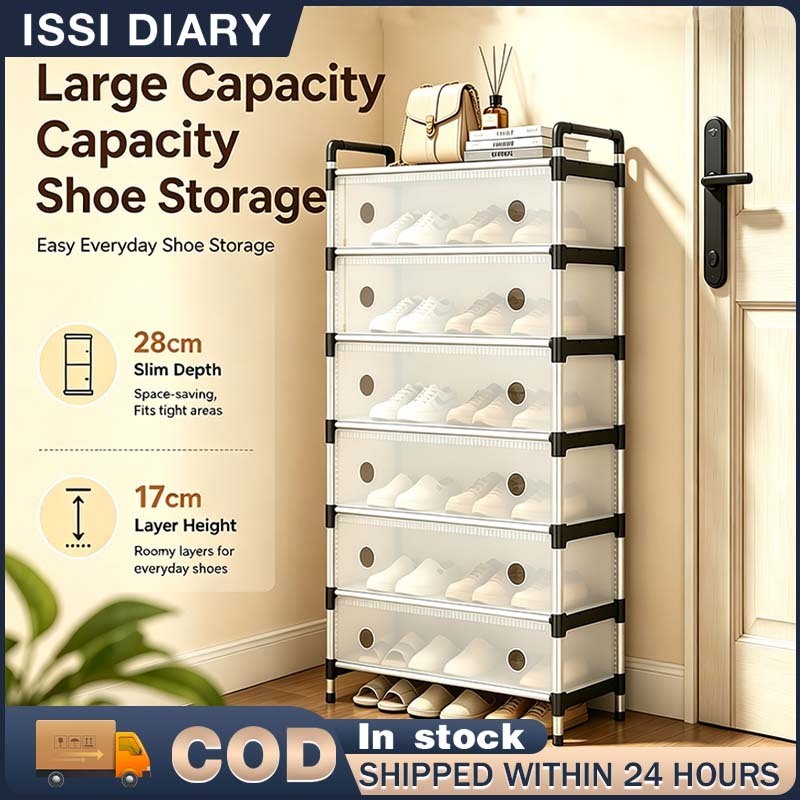 Shoe Rack Organizer Cabinet with Cover Dustproof Flip Door Multi