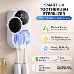ISSI DIARY Smart UV Toothbrush Sterilizer Auto UV kills 99.9% of germs Wall-mounted