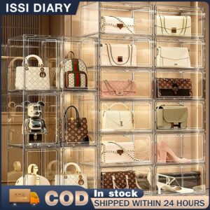 ISSI DIARY Storage Transparent Storage Cabinet Bag Box Magnetic Door Stackable Toy Lady Bag
