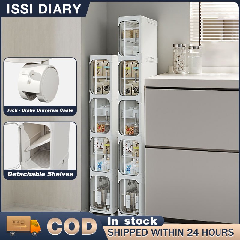 ISSI DIARY Ultra-Slim Gap Storage Cabinet Foldable Storage Cabinet Bathroom and Kitchen Organizer