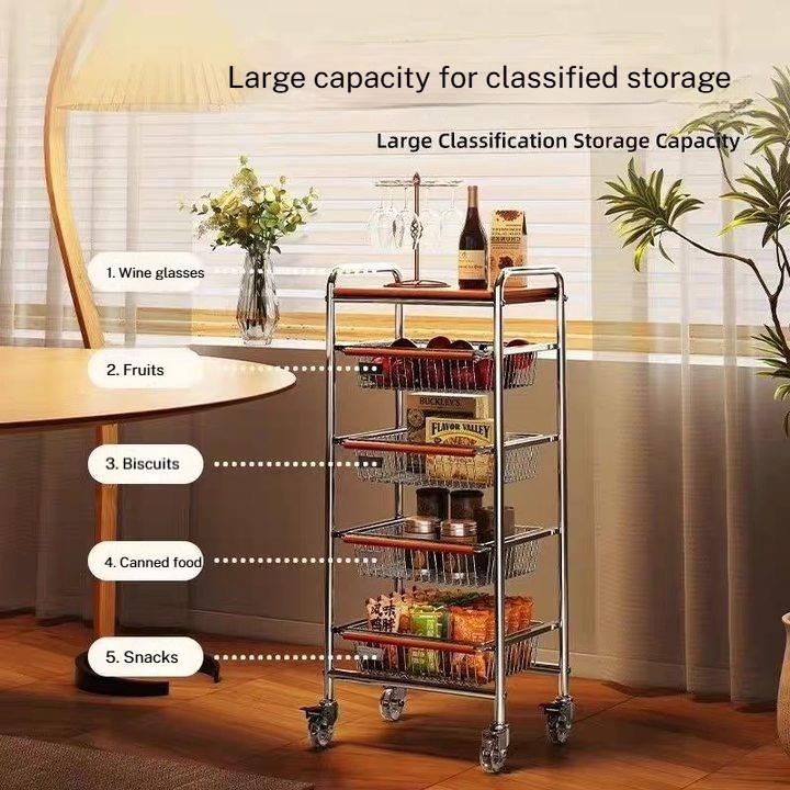 ISSI DIARY Under the Table Corner Metal Storage Rack 4/5 Multiple Layer Kitchen Trolley Cart with L - Image 2