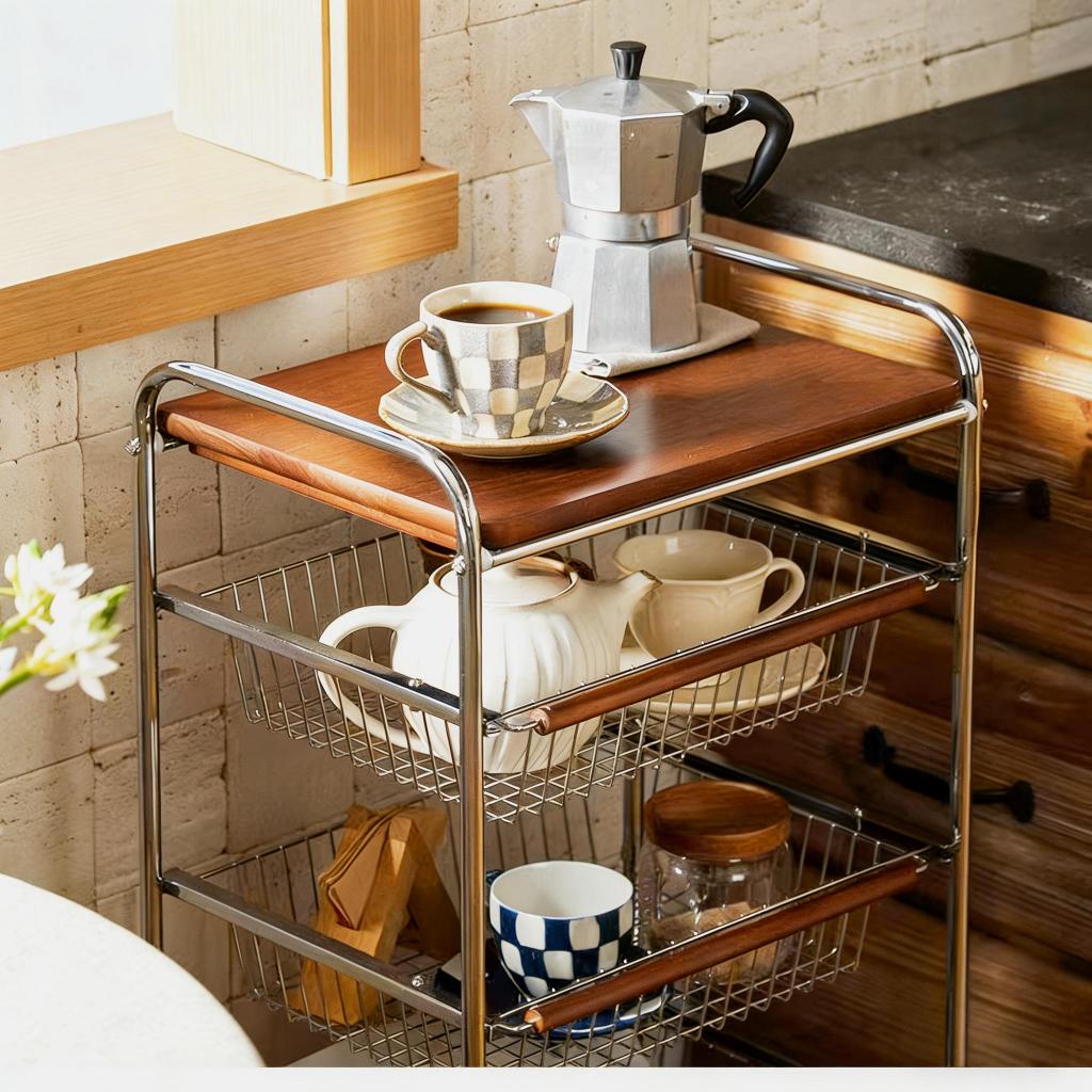 ISSI DIARY Under the Table Corner Metal Storage Rack 4/5 Multiple Layer Kitchen Trolley Cart with L - Image 4