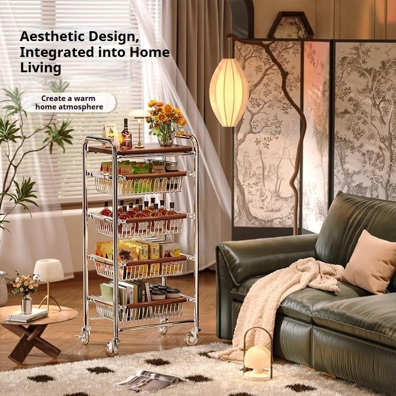 ISSI DIARY Under the Table Corner Metal Storage Rack 4/5 Multiple Layer Kitchen Trolley Cart with L - Image 5
