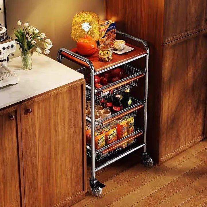 ISSI DIARY Under the Table Corner Metal Storage Rack 4/5 Multiple Layer Kitchen Trolley Cart with L - Image 7