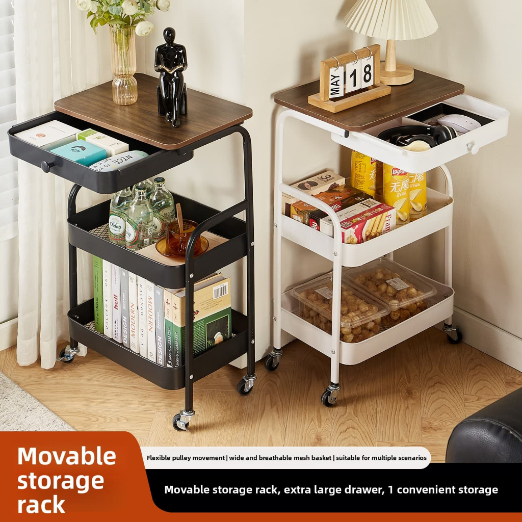 ISSI DIARY Upgrade 3 Tier Movable Trolley with Drawer Multi-Purpose Steel Storage Organizer for Home - Image 2