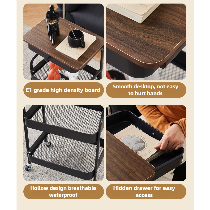 ISSI DIARY Upgrade 3 Tier Movable Trolley with Drawer Multi-Purpose Steel Storage Organizer for Home - Image 8