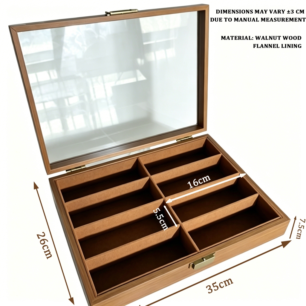 ISSI DIARY Walnut Wood Grain Glasses Case Large Capacity Dustproof Anti Scratch Eyewear Storage Box - Image 8